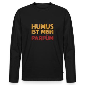 Humus Ist Mein Parfüm - Männer Premium Bio Langarmshirt - Schwarz - Vorne - Nico (187cm)