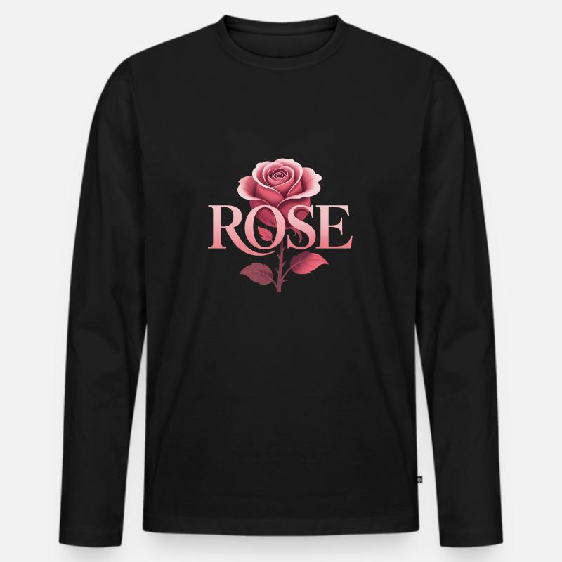 Rose - Cooles botanisches Logo - Männer Premium Bio Langarmshirt - Schwarz
