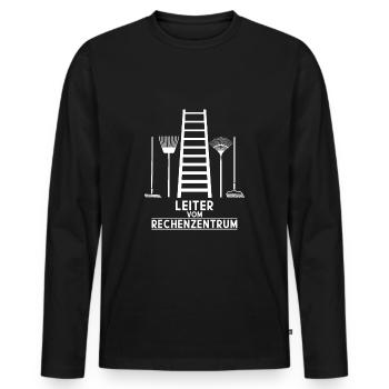 LEITER RECHENZENTRUM - Männer Premium Bio Langarmshirt - Schwarz - Vorne - Nico (187cm)