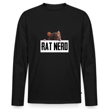 Rat - Rat Nerd - T-shirt manches longues Premium bio Homme - noir - Devant - Nico (187cm)