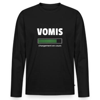 vomis chargement en cours - T-shirt manches longues Premium bio Homme - noir - Devant - Nico (187cm)
