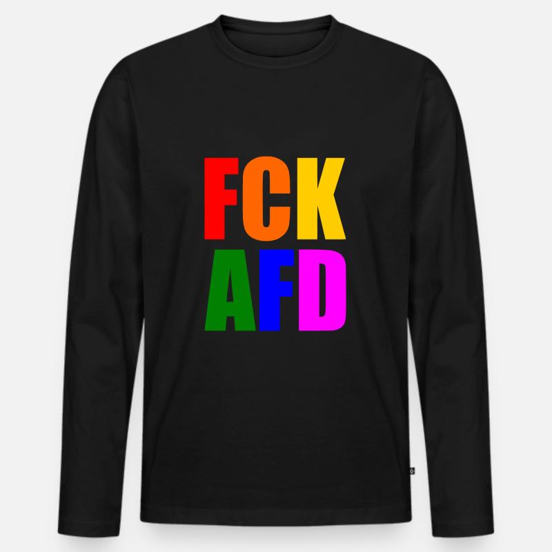 Fck afd - Männer Premium Bio Langarmshirt - Schwarz