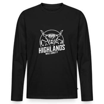 Highlands was sonst Schottisches Hochlandrind - Männer Premium Bio Langarmshirt - Schwarz - Vorne - Nico (187cm)