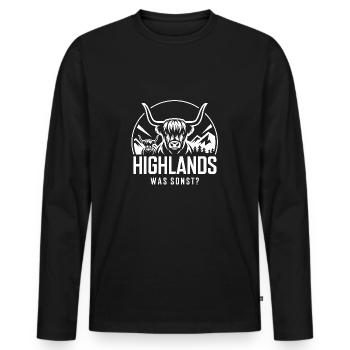 Highlands was sonst Schottisches Hochlandrind - Männer Premium Bio Langarmshirt - Schwarz - Vorne - Nico (187cm)