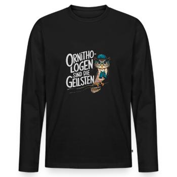 Ornithologen sind die Coolsten lustige Eule - Männer Premium Bio Langarmshirt - Schwarz - Vorne - Nico (187cm)