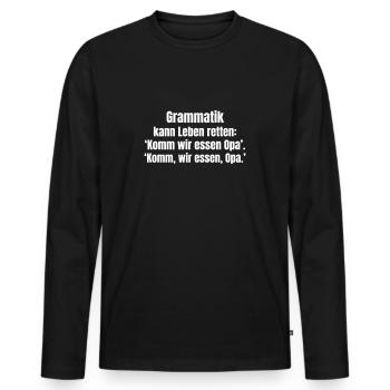 La grammaire et les signes de ponctuation chers. - T-shirt manches longues Premium bio Homme - noir - Devant - Nico (187cm)