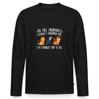 Adoption d'animaux - T-shirt manches longues Premium bio Homme - noir - Devant - Nico (187cm)