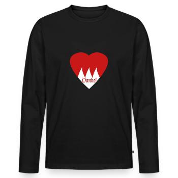 FRANKE Danke Herz Wappen Franken Farben fränkisch - Männer Premium Bio Langarmshirt - Schwarz - Vorne - Nico (187cm)
