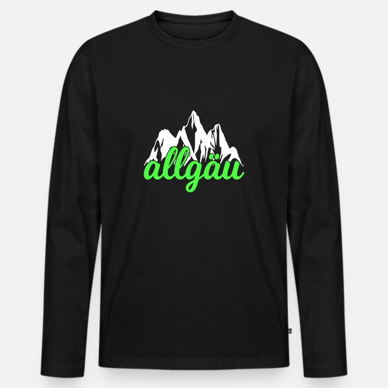 Allgäu Berge Wandern Klettern - Männer Premium Bio Langarmshirt - Schwarz