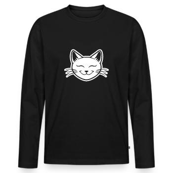 Chat Chats Chat Dame Chat Amoureux Chat Visage - T-shirt manches longues Premium bio Homme - noir - Devant - Nico (187cm)