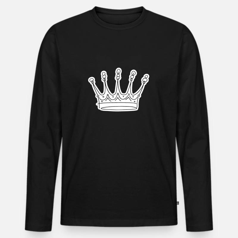 Krone - Männer Premium Bio Langarmshirt - Schwarz
