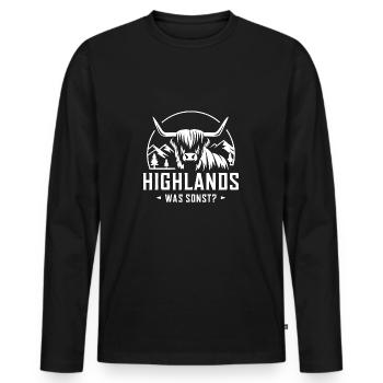 Highlands was sonst Schottisches Hochlandrind - Männer Premium Bio Langarmshirt - Schwarz - Vorne - Nico (187cm)