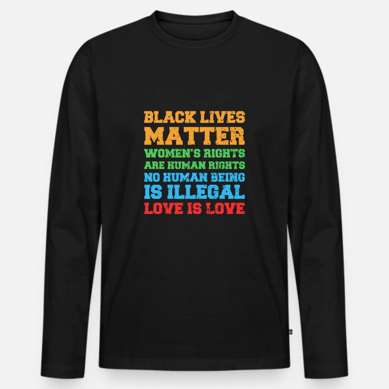 Menschenrechte Gleichberechtigung Statement - Männer Premium Bio Langarmshirt - Schwarz