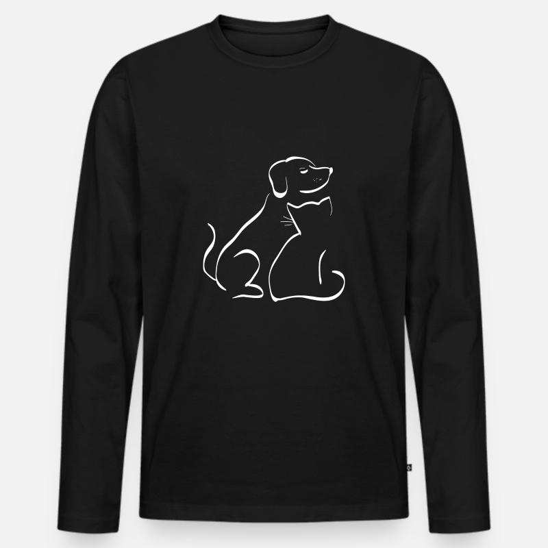 Hund- und Katze - Männer Premium Bio Langarmshirt - Schwarz
