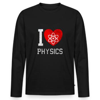 J'aime la physique - T-shirt manches longues Premium bio Homme - noir - Devant - Nico (187cm)