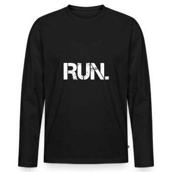 Run - Männer Premium Bio Langarmshirt - Schwarz - Vorne - Nico (187cm)