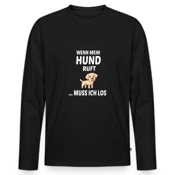 Hunde Spruch Frauchen Herrchen Geschenkidee - Männer Premium Bio Langarmshirt - Schwarz - Vorne - Nico (187cm)