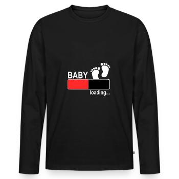 Enceinte mère femmes bébé fils fille - T-shirt manches longues Premium bio Homme - noir - Devant - Nico (187cm)