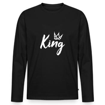 Pair of partner look King - Men's Premium Organic Long Sleeve Shirt - black - Front - Nico (187cm)