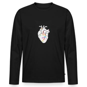 LGBT Heart Gay Pride - Men's Premium Organic Long Sleeve Shirt - black - Front - Nico (187cm)