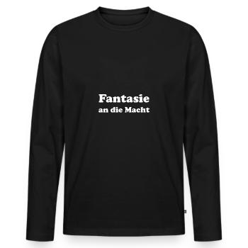 L’imagination au pouvoir - T-shirt manches longues Premium bio Homme - noir - Devant - Nico (187cm)