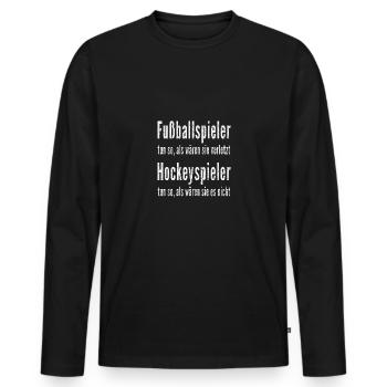 Feldhockey, schusskreis, hockey, shoot out, puck - Männer Premium Bio Langarmshirt - Schwarz - Vorne - Nico (187cm)