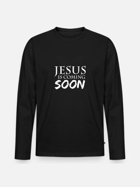 Jésus Dieu Bible chrétien verset biblique - T-shirt manches longues Premium bio Homme - noir