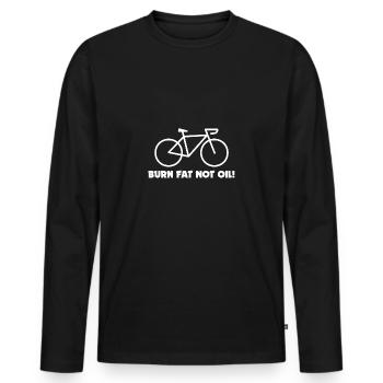 BRÛLER LES GRAISSES PAS L'HUILE! - T-shirt manches longues Premium bio Homme - noir - Devant - Nico (187cm)