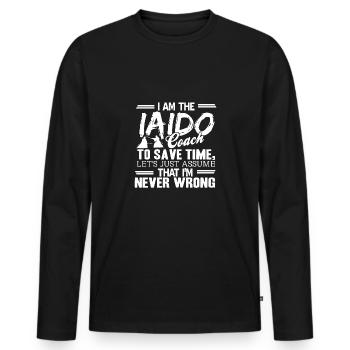 Iaido - Männer Premium Bio Langarmshirt - Schwarz - Vorne - Nico (187cm)