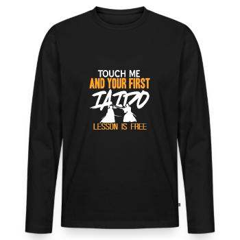 Iaido - Männer Premium Bio Langarmshirt - Schwarz - Vorne - Nico (187cm)