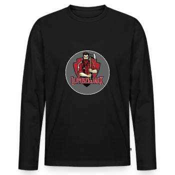 Holzfäller - Männer Premium Bio Langarmshirt - Schwarz - Vorne - Nico (187cm)