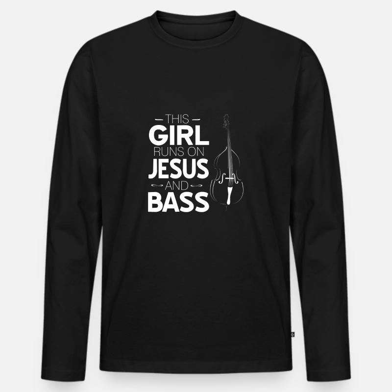 Kontrabass - Männer Premium Bio Langarmshirt - Schwarz