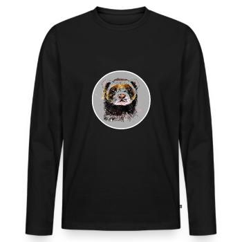 Frettchen - Männer Premium Bio Langarmshirt - Schwarz - Vorne - Nico (187cm)