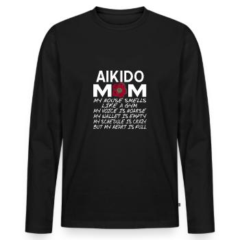 Aïkido - T-shirt manches longues Premium bio Homme - noir - Devant - Nico (187cm)
