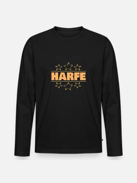 Harfe - Männer Premium Bio Langarmshirt - Schwarz