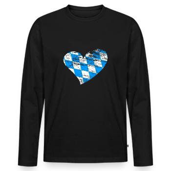 Herz Bayer Bayern weißblau - Männer Premium Bio Langarmshirt - Schwarz - Vorne - Nico (187cm)