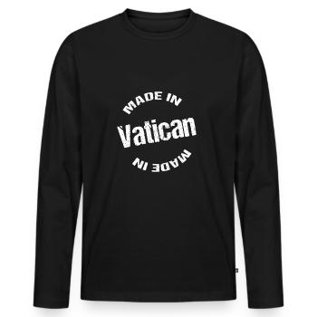 Made in White Vatican - Men's Premium Organic Long Sleeve Shirt - black - Front - Nico (187cm)