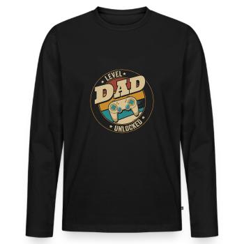 Dad Level Unlocked Zocker Ich werde Papa Gamer - Männer Premium Bio Langarmshirt - Schwarz - Vorne - Nico (187cm)