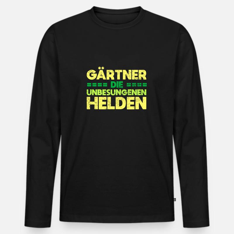 Gärtner: Die Unbesungenen Helden - Männer Premium Bio Langarmshirt - Schwarz