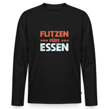 Flitzen Fürs Essen - Männer Premium Bio Langarmshirt - Schwarz - Vorne - Nico (187cm)