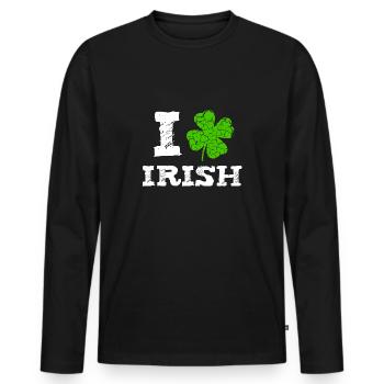 I love Irish St. Patrick's Day Kleeblatt Geschenk - Männer Premium Bio Langarmshirt - Schwarz - Vorne - Nico (187cm)