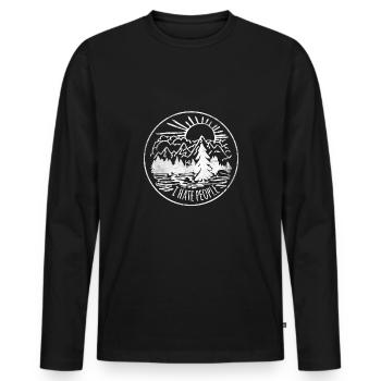 I Hate People - Je déteste les gens cadeau nature - T-shirt manches longues Premium bio Homme - noir - Devant - Nico (187cm)