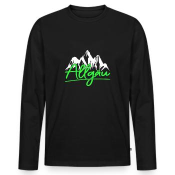 Allgäu Berge Wandern Klettern - Männer Premium Bio Langarmshirt - Schwarz - Vorne - Nico (187cm)