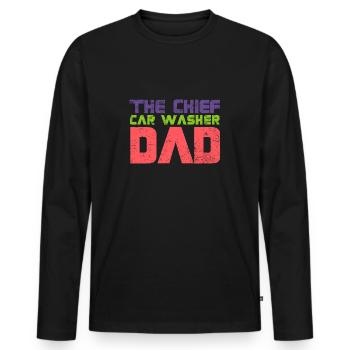 The Chief Car Washer Dad - Men's Premium Organic Long Sleeve Shirt - black - Front - Nico (187cm)