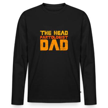 Le père fartologue en chef - T-shirt manches longues Premium bio Homme - noir - Devant - Nico (187cm)
