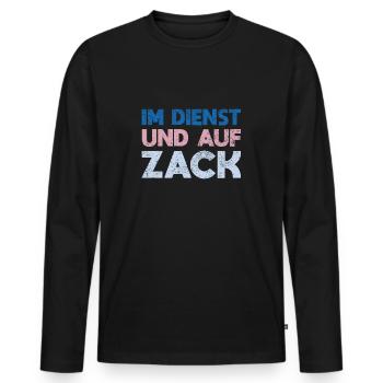 Im Dienst Und Auf Zack - Männer Premium Bio Langarmshirt - Schwarz - Vorne - Nico (187cm)