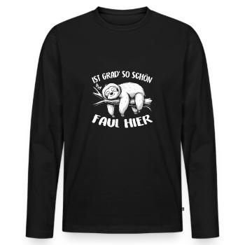 Süßes schläfriges Faultier immer mit der Ruhe - Männer Premium Bio Langarmshirt - Schwarz - Vorne - Nico (187cm)