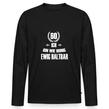 60 Geburtstag - Männer Premium Bio Langarmshirt - Schwarz - Vorne - Nico (187cm)