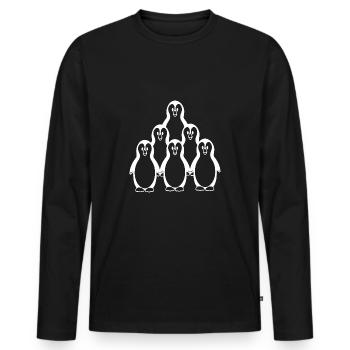 Pinguin Gruppe Bowling Kegel - Männer Premium Bio Langarmshirt - Schwarz - Vorne - Nico (187cm)