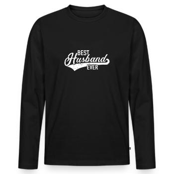 Ehemann - Männer Premium Bio Langarmshirt - Schwarz - Vorne - Nico (187cm)